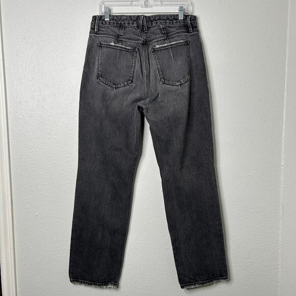 Good American Womens Darted Distressed High Waist Black Straight Jeans 8/29 - Picture 8 of 12